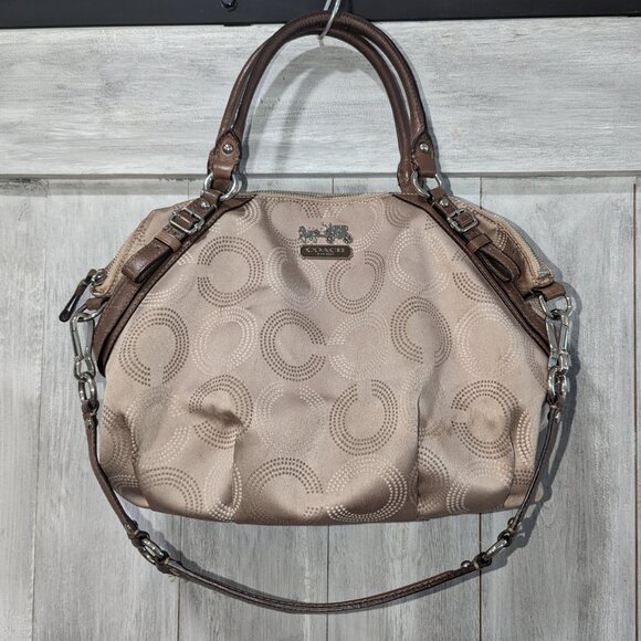 Coach Handbags - Good Used Condition Coach Khaki Canvas and Leather Satchel Bag.